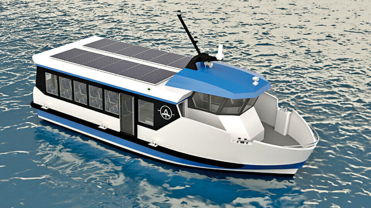 Schiffsdesign und Engineering der neuen Fähre für Helgoland stammen von der Stralsunder Firma Ampereship GmbH. Grafik: Ampereship