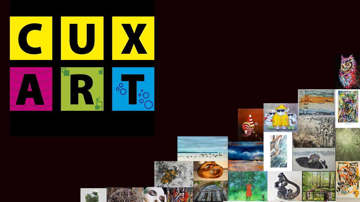36 Kunstschaffende stellen an diesem Wochenende in der Kurparkhalle in Cuxhaven-Döse ihre Malerei, Grafiken, Skulpturen und Fotoarbeiten aus. Die zweite Kunstmesse CUX ART kann an beiden Tagen jeweils in der Zeit von 11 bis 19 Uhr besucht werden. Grafik: Kunstagentur Christine Modlinger