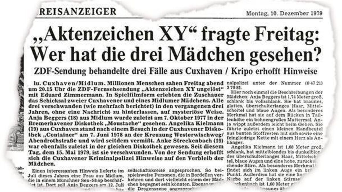 Erst zwei Jahre nach dem Verschwinden folgte eine XY-Sendung. Vorher hatte das Fernsehen den Wunsch der Mutter noch abgelehnt, da es sich um eine Vermisstenmeldung handele - und nicht um ein Verbrechen. Foto: nz