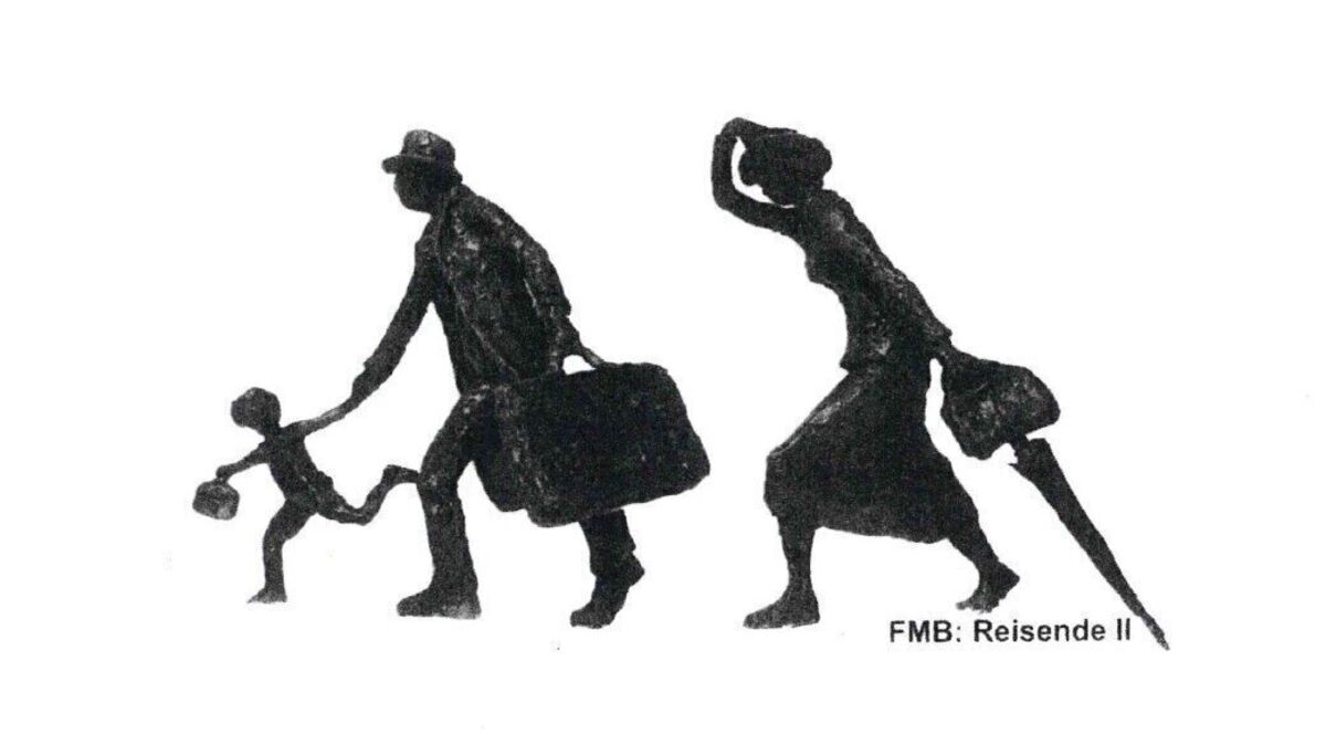 Die Stahlskulptur "Die Reisenden" von Frijo Müller-Belecke symbolisiert Aufbruch und Bewegung. Bild: Samtgemeinde Hemmoor