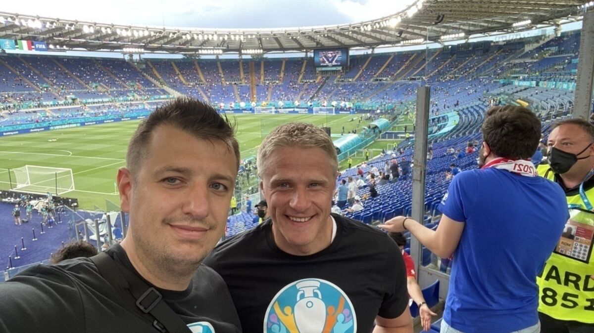 Peter Bardehle und Christian Peycke bei der Fußball-Europameisterschaft in Rom im Jahr 2021.