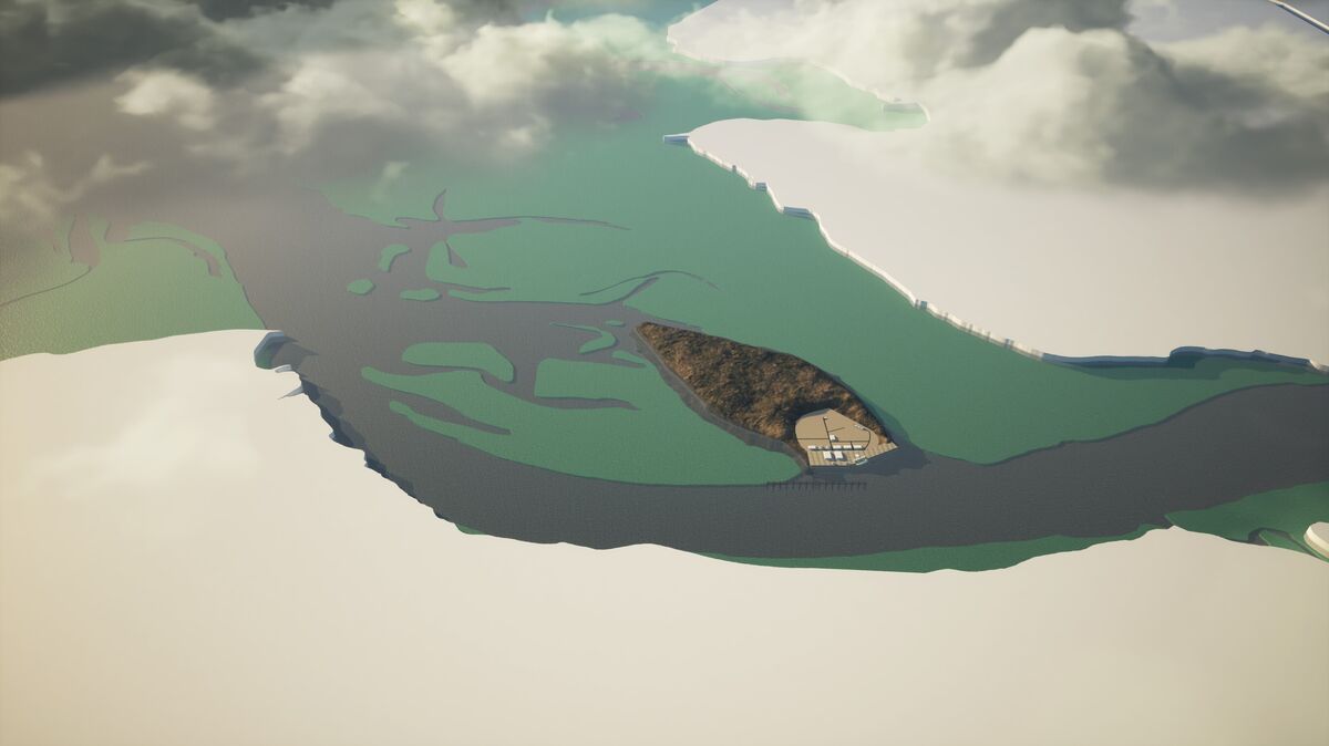 So könnte die neue Insel mitten in der Elbe vor Otterndorf aussehen. Grafik: Jakob Martens