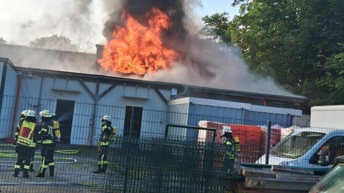 Die Schlachterei in Warstade brennt lichterloh. Foto: Lange