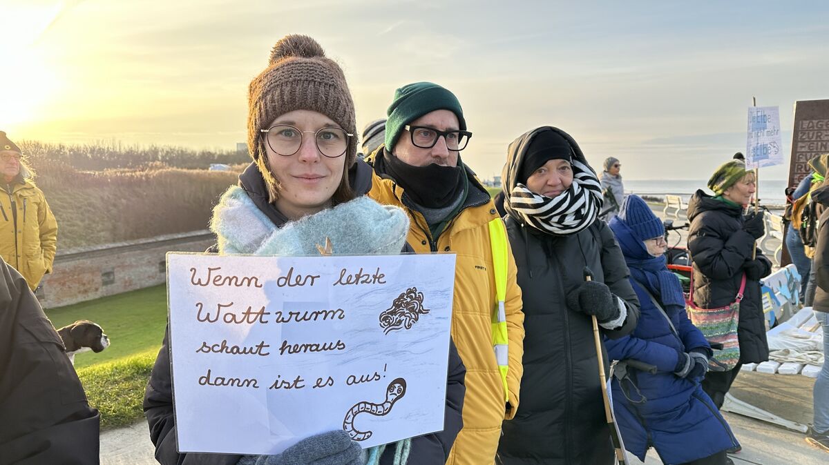 Bundestagsabgeordnete Dr. Lena Gumnior (l.) bei der Mahnwache gegen die Elbvertiefung in Cuxhaven, neben ihr Grünen-Sprecher Frank Struß und Ratsmitglied und Bürgermeisterin Christine Babacé. Foto: Reese-Winne