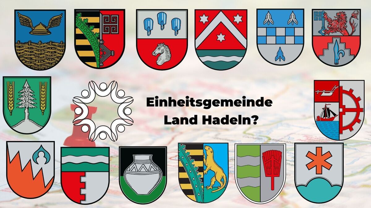 Die Samtgemeinde Land Hadeln besteht seit 2016 aus 14 Mitgliedsgemeinden. Die Diskussion um eine Einheitsgemeinde ist angelaufen. Grafik: Stürtz