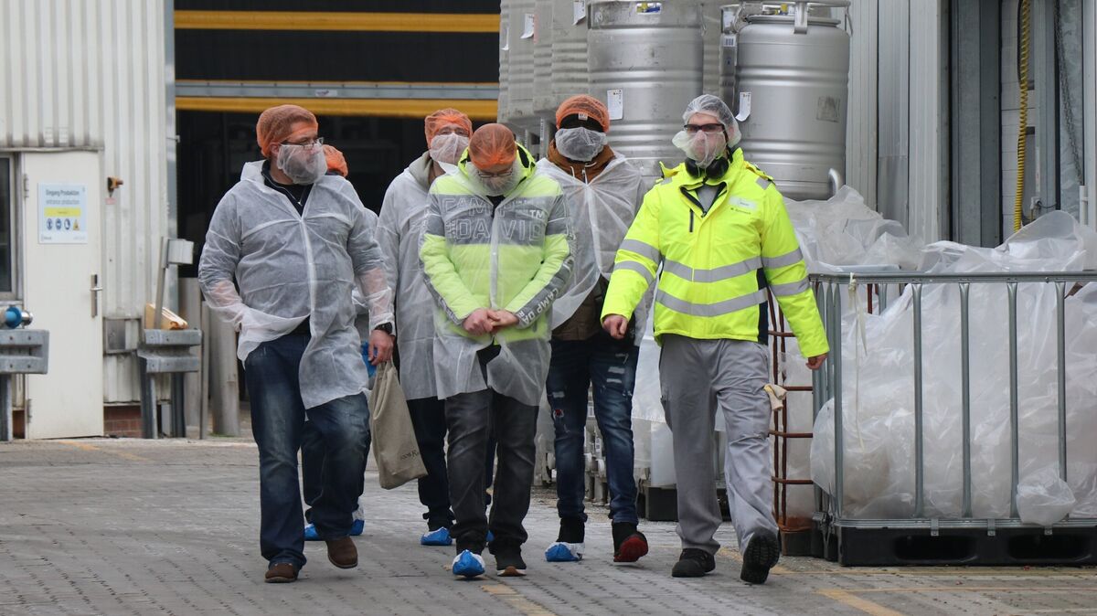 Am Sonnabend wurden zwischen 80 und 100 Interessierte in Gruppen über das Döhler-Gelände in Neuenkirchen geführt, um sich den Arbeitsalltag und die Produktion anschauen zu können. Foto: Mangels