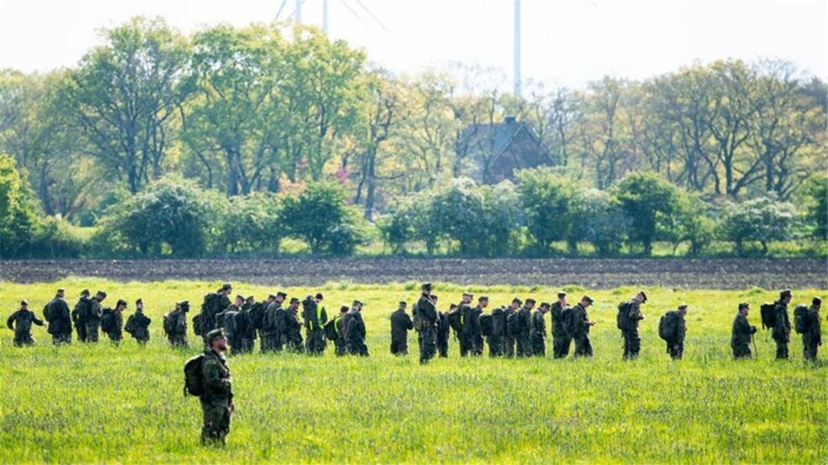 Soldaten der Bundeswehr suchen ein Feld ab. Foto: Daniel Bockwoldt/dpa