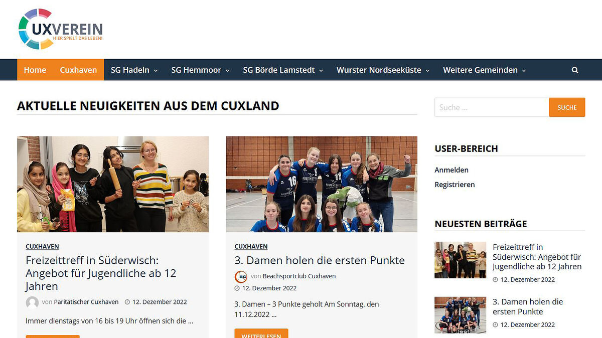 Über das Portal Cuxverein laufen künftig die Nachrichten aus den Organsationen, Vereinen und Verbänden bei den CN und der NEZ ein.
