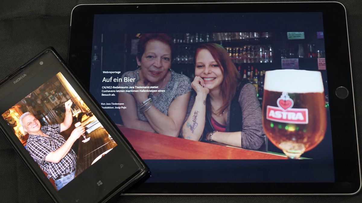 Die Webreportage "Auf ein Bier" kann auf Smartphone und Tablet gelesen und angeschaut werden. Foto: Kolbenstetter