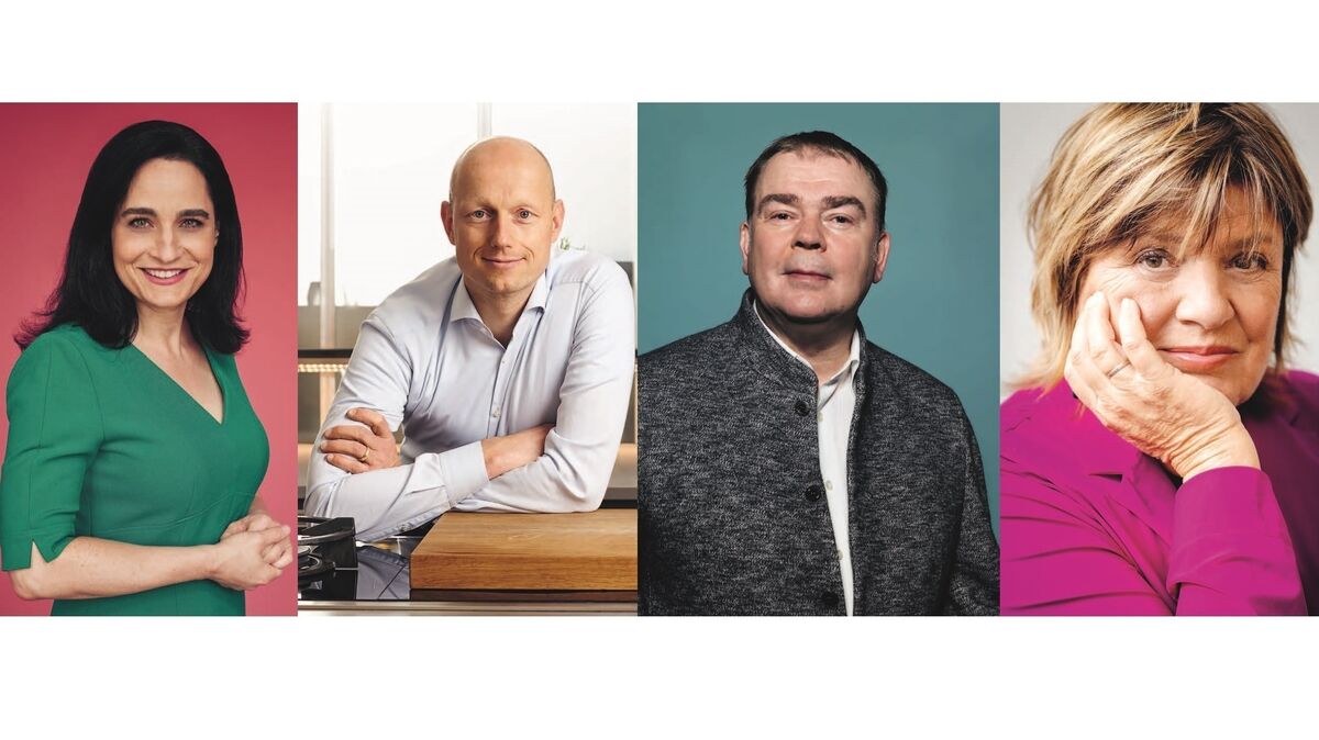 Die Ärztin Dr. Yael Adler, Dr. Helge Riepenhof, Schriftsteller Max Goldt und Christine Westermann sind Gäste im EWE-Forum Cuxhaven. Fotos: Marcus Hoehn, ZS/Coco Lang, Axel Martens, Ben Knabe