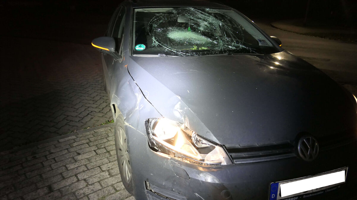 Die Windschutzscheibe wird bei dem Unfall zerstört. Foto: Polizei