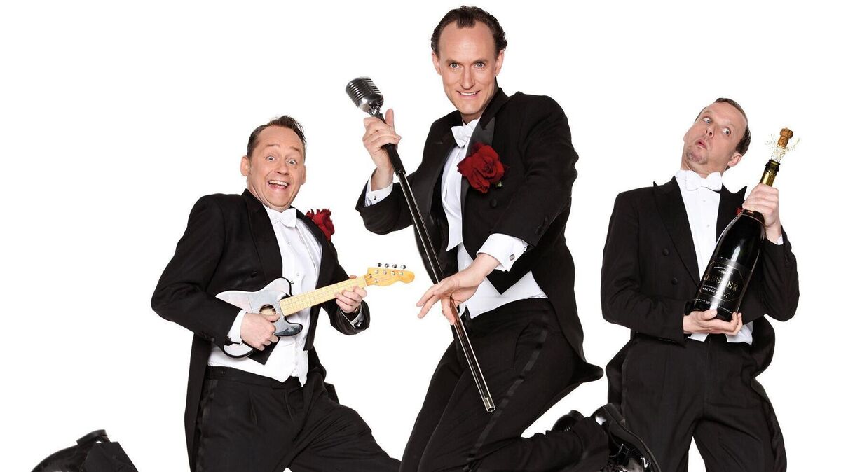 Ein letzter Sprung in die Herzen: Das Musik-Comedy-Trio Bidla Buh verabschiedet sich nach 28 Jahren mit einem humorvollen Knall von der Bühne. Am 7. November treten die Musiker beim Kulturkreis Steinau auf. Foto: Bidla Buh