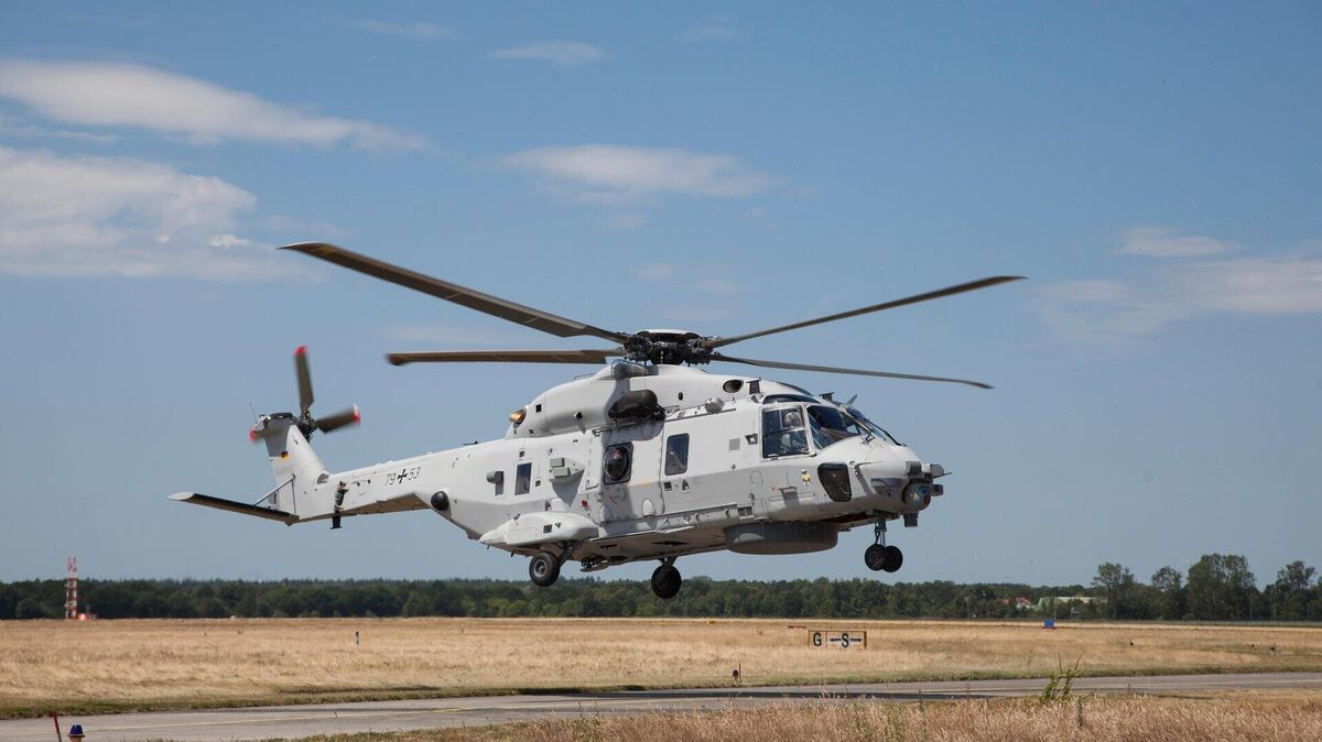 Ein NH90 „Sea Lion“ der Nordholzer Marineflieger. Neue Wartungshallen für die Instandhaltung sind im Industriegebiet Wanhöden neben dem Stützpunkt geplant; General Atomics Europe hat sich dort eine Fläche gesichert. Foto: Heike Leuschner
