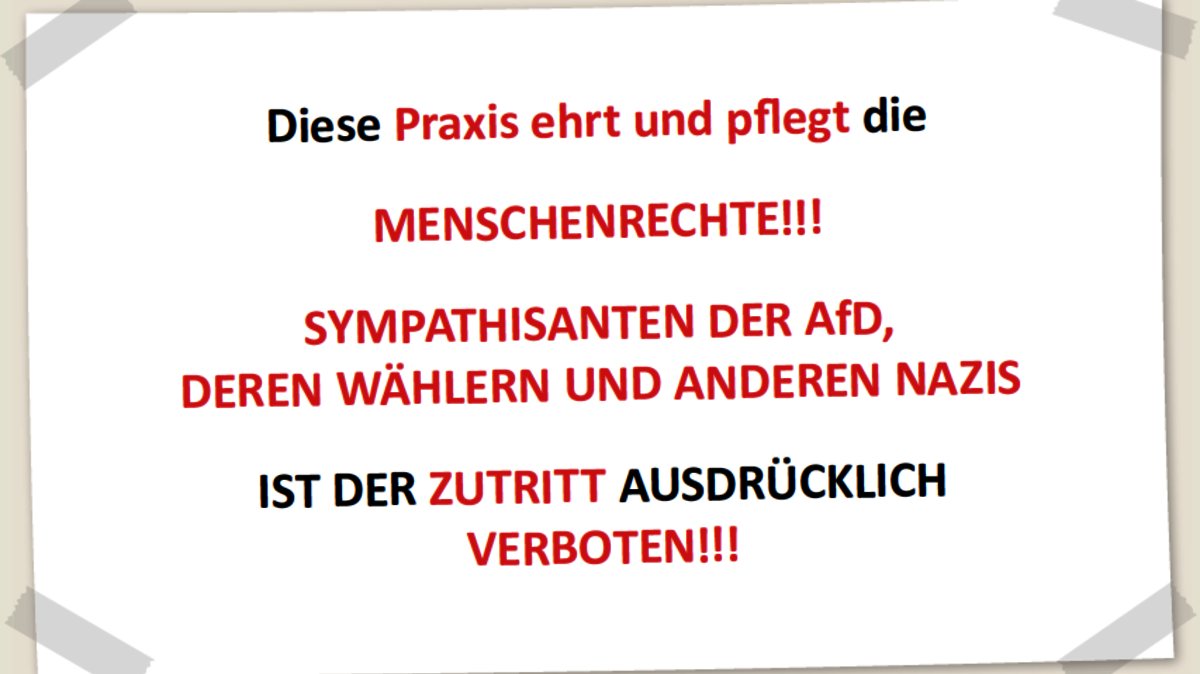 Der Stein des Anstoßes: Mit diesem Plakat hat der Geestensether Landarzt Dr. Jörg Topnik für Aufsehen gesorgt. Foto/Grafik: Privat/Schnibbe