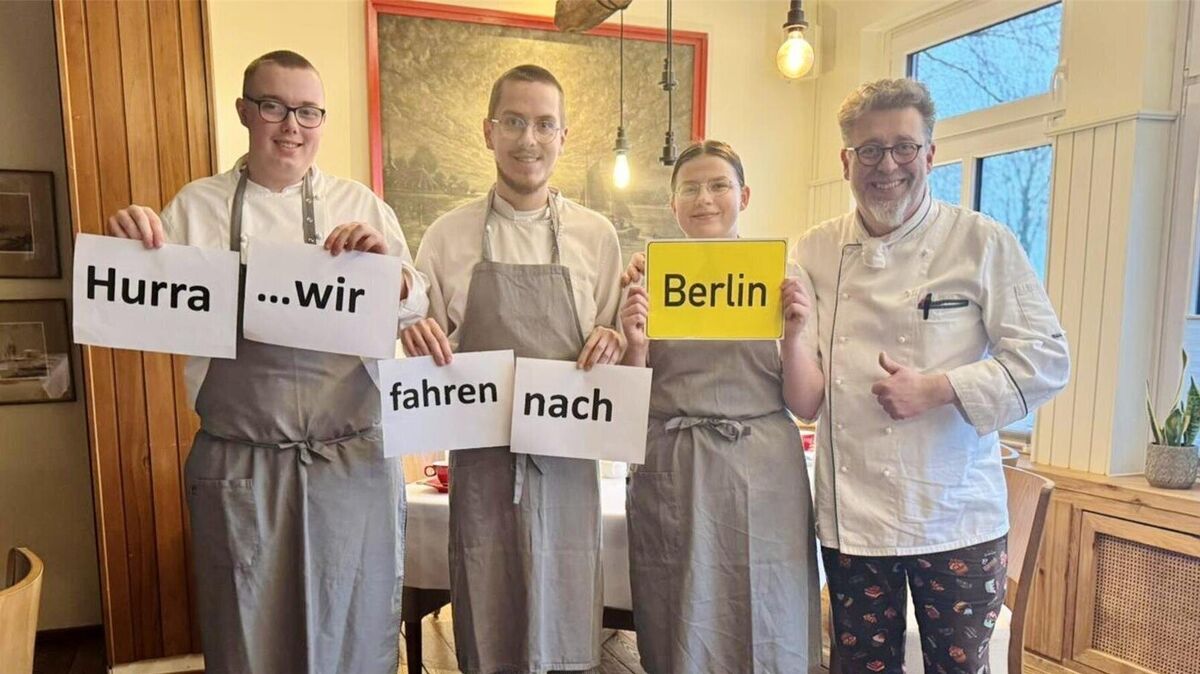 Jarek Sehlmeyer (von links), Kevin Lelleck, Mariella Opitz und Claus Peter freuen sich auf ihre Dienstreise zur „Grünen Woche“. Foto: Peter