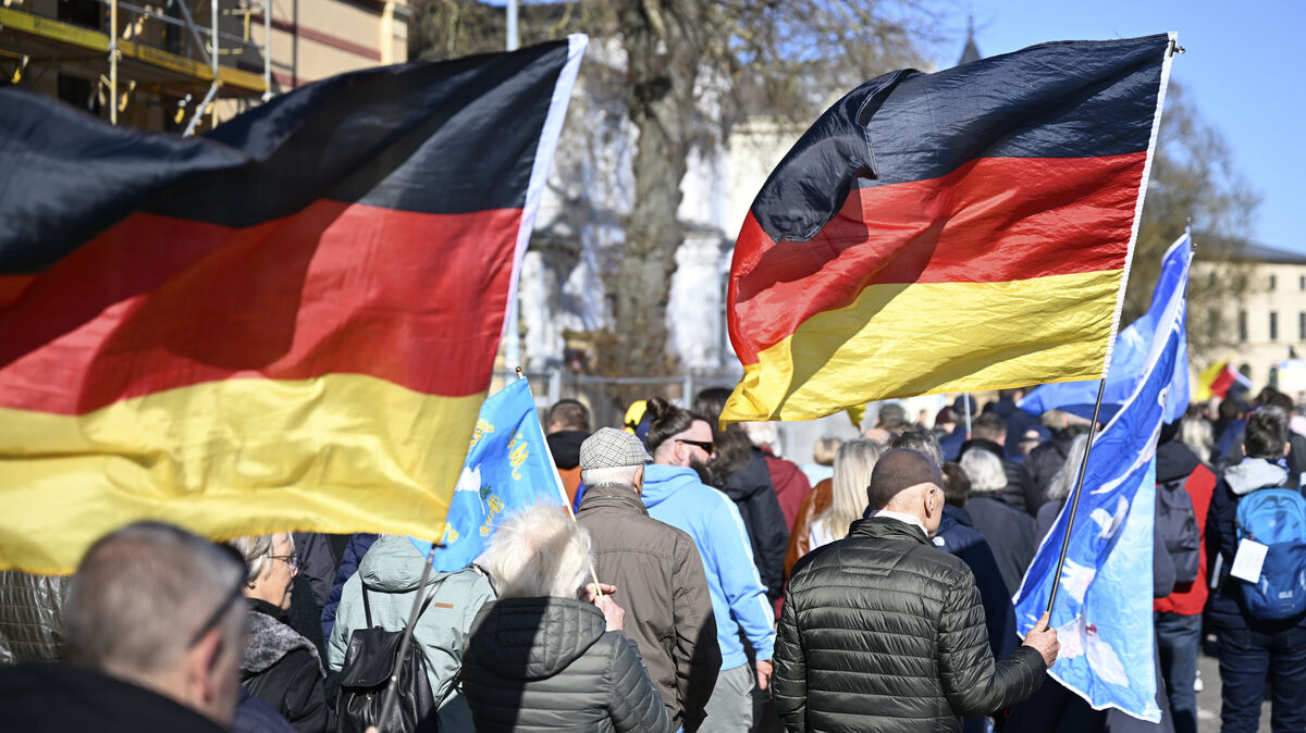 Die GfD-Proteste stehen laut eigenen Angaben unter anderem für „flächendeckende Grenzkontrollen, Schutz der Bevölkerung und keine Tauruslieferung". Foto: Philip Dulian/dpa