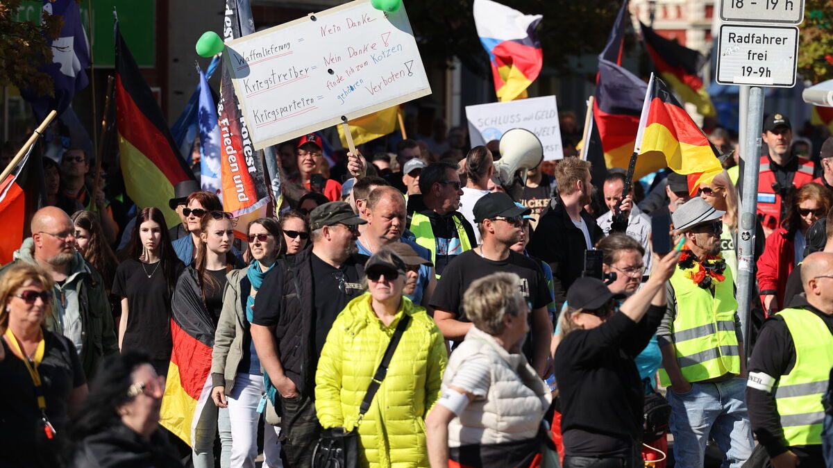 Mit Transparenten, Trillerpfeifen und Trommeln ging es auch durch die Nordersteinstraße. Foto: Lütt