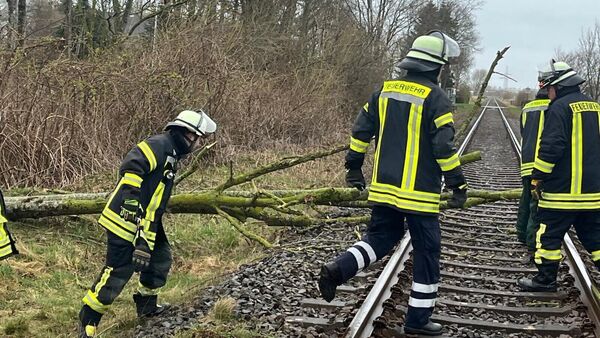 Sturm im Kreis Cuxhaven: Baum im Gleisbett, Helgoland-Verkehr bleibt eingestellt