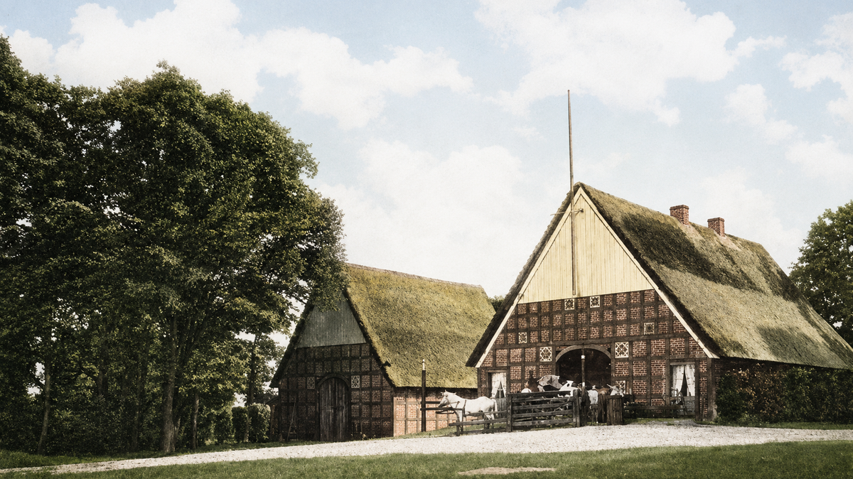Das Forsthaus Dobrock entstand durch den Umbau eines Herrenhauses der adeligen Familie Bremer und ist hier auf einer kolorierten Postkarte von 1907 zu sehen. Foto: Sammlung Hildebrandt