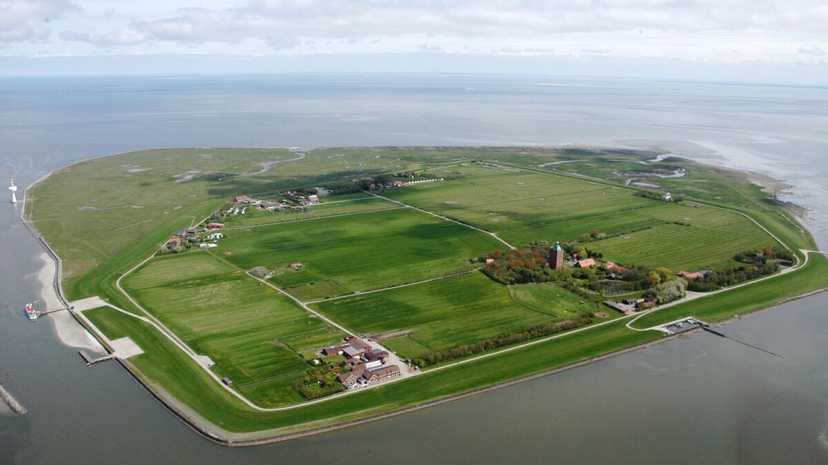 Neuwerk liegt nur wenige Kilometer vor Cuxhaven. Der Grünen-Bundestagsabgeordnete Stefan Wenzel will die Landeszugehörigkeit der Nordseeinsel überprüfen lassen. Archivfoto: Schröder
