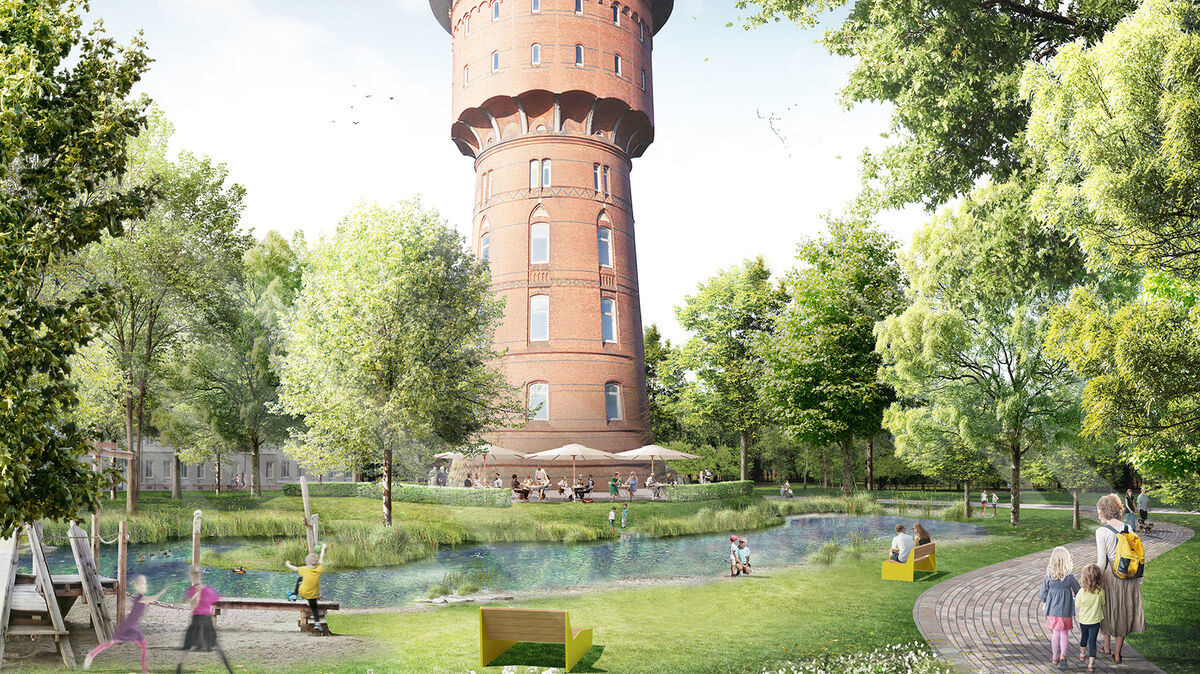 Die Pläne für den Park in der Innenstadt sind schon ausgereift. Visualisierung: nsp landschaftsarchitekten & stadtplaner