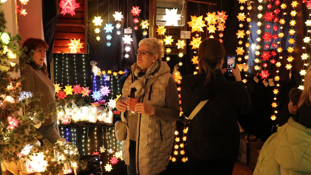In Hemmoor weihnachtete es schon sehr: Barbara Dotzauer ließ mit ihren leuchtenden Sternen einen ganzen Raum in Festtagsglanz erstrahlen. Foto: Mangels