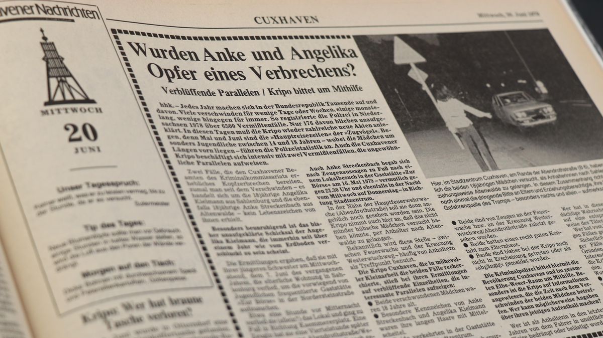 Die Cuxhavener Nachrichten berichteten vor 40 Jahren ausführlich über die verschwundenen Mädchen Angelika Kielmann und Anke Streckenbach. Foto: red