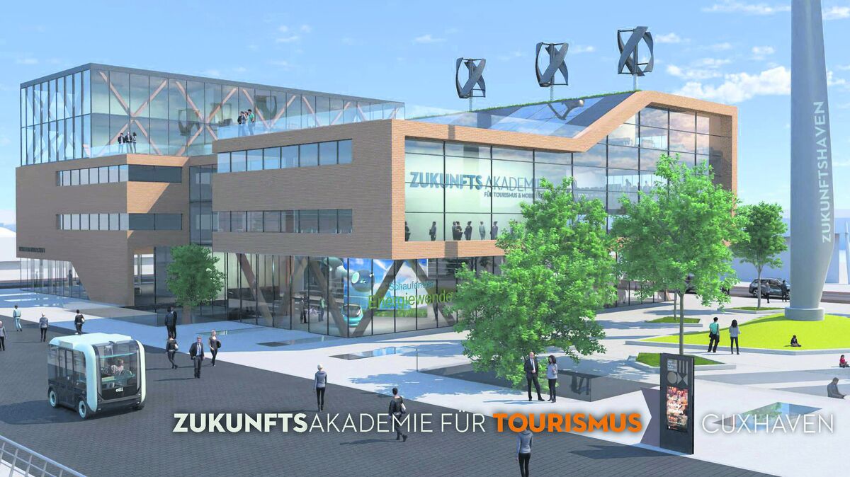 Die großen Pläne für die Zukunftsakademie in Cuxhaven könnten eine Vision bleiben. Aktuell gibt es Schwierigkeiten bei der Finanzierung des Vorhabens. Grafik: Alter Fischereihafen GmbH