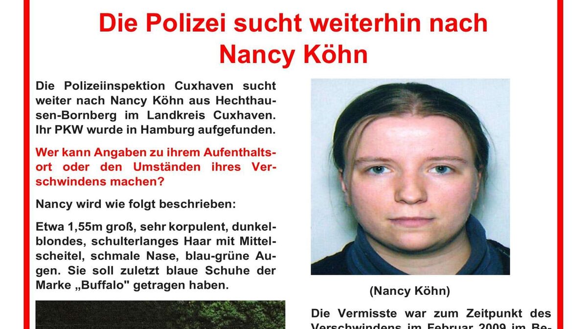 Mit diesem Fahndungsplakat sucht die Polizei nach der vermissten Nancy Köhn. Foto: Polizei