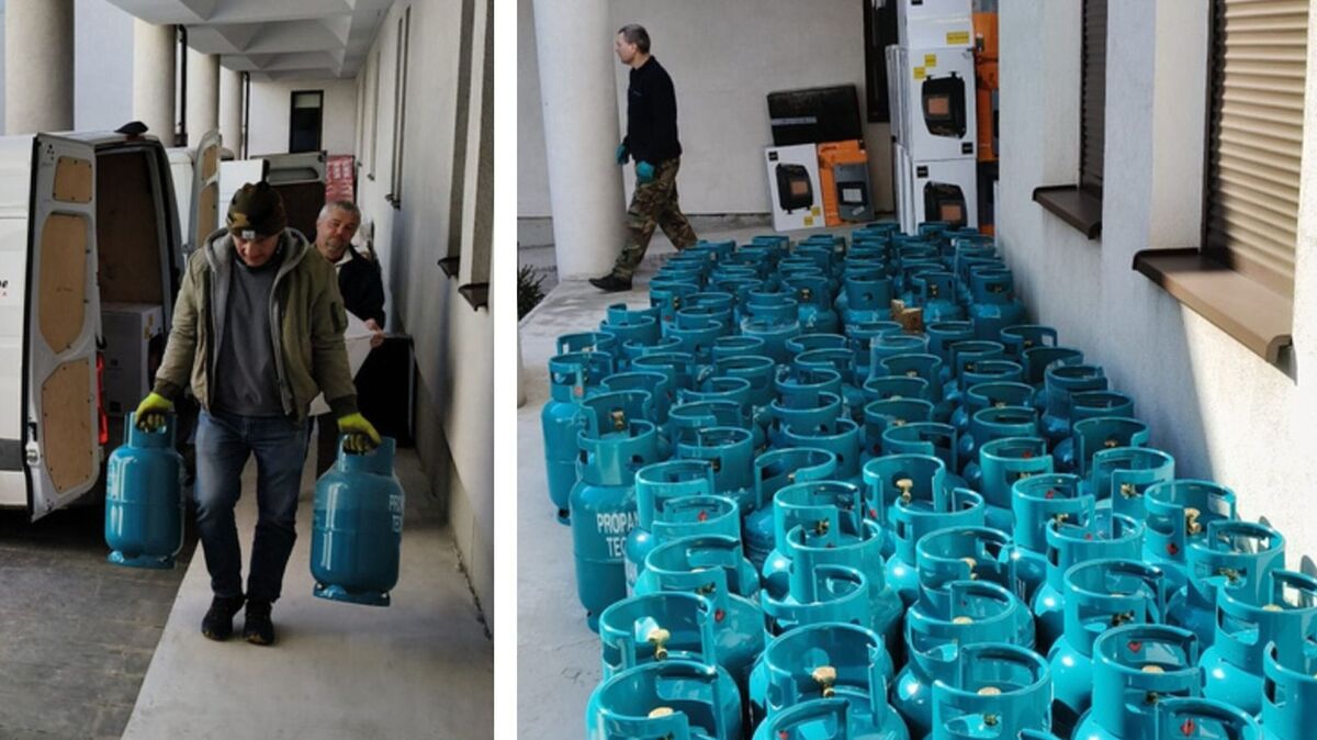 Auslieferung der über 170 Heizöfen und der rund 200 Gasflaschen für Kinder- und Altenheime sowie Familien mit Kleinst- und Kleinkindern in der Ukraine. Fotos: Rotary