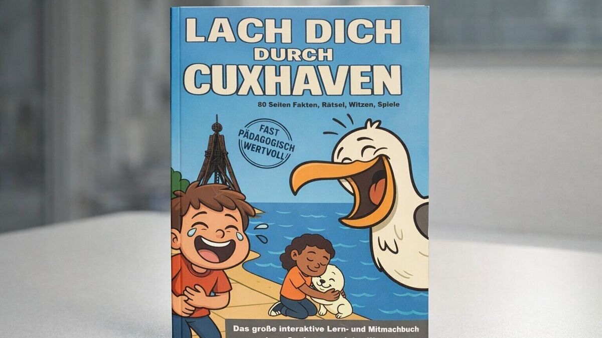 „Lach dich durch Cuxhaven“: Das interaktive Kinderbuch von Marcel Obst verbindet Wissen und Spaß rund um die Küstenstadt und das Wattenmeer. Foto: May