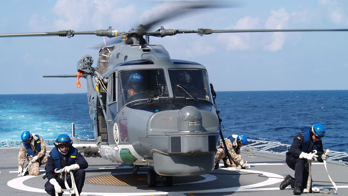 Der Bordhubschrauber Sea Lynx ist im Roten Meer im Einatz. Foto: Fregattenkapitän Dieter Sandforth