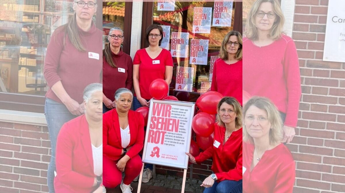 Das Team der Rats-Apotheke in Otterndorf ist diese Woche in rot gekleidet. Foto: Rats-Apotheke