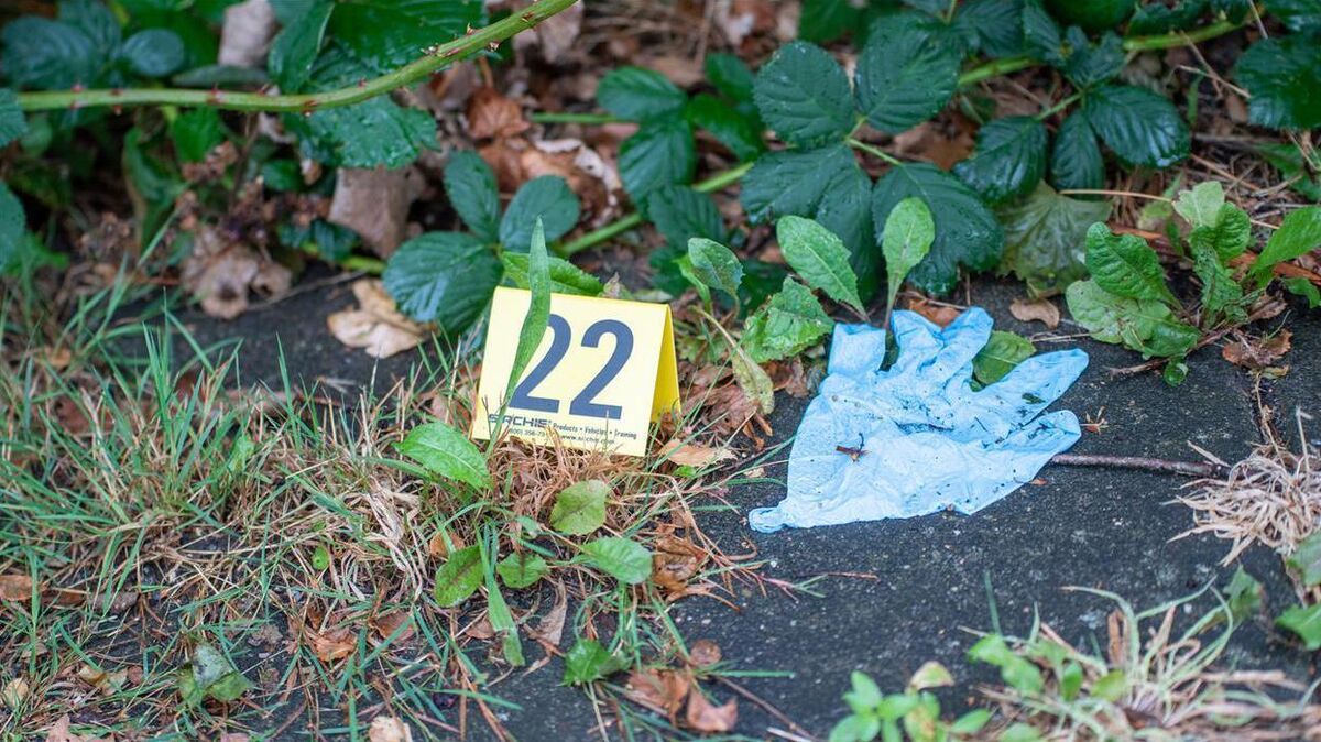 Die Polizei sucht an der Grimsbystraße nach Spuren. An dieser Ausfallstraße in Bremerhaven wurde am Montag eine Leiche gefunden. Foto: Lothar Scheschonka