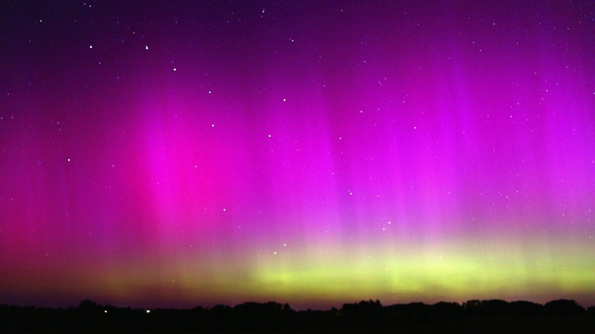 Polarlichter über dem Ostesee bei Neuhaus, am Montagabend fotografiert. Foto: Köser
