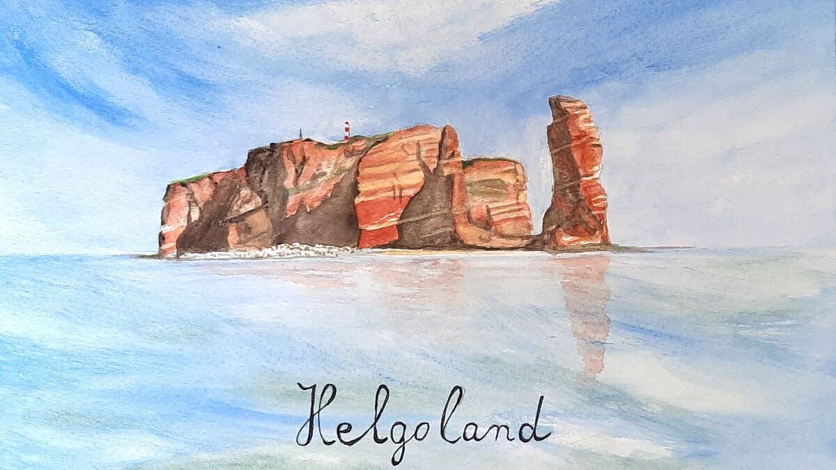 Auch die Insel Helgoland hat Brigitte Meyer in Aquarelltechnik festgehalten. Foto: Meyer