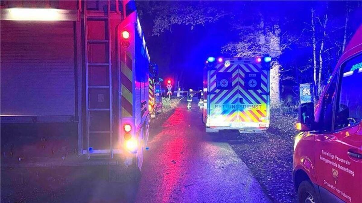 Einsatzkräfte von Feuerwehr und Rettungsdienst rücken vorsorglich zur Unfallstelle aus. Foto: Hellwig