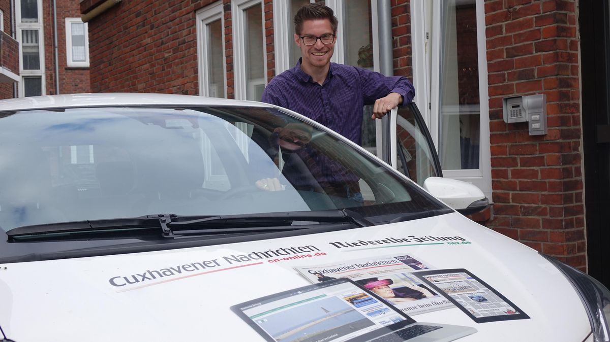 Redaktionsleiter Christoph Käfer geht auf Reise: Innerhalb eines Jahres will er jeden Ort innerhalb des Verbreitungsgebietes der Cuxhavener Nachrichten und Niederelbe-Zeitung einmal besuchen. Foto: Kuczorra