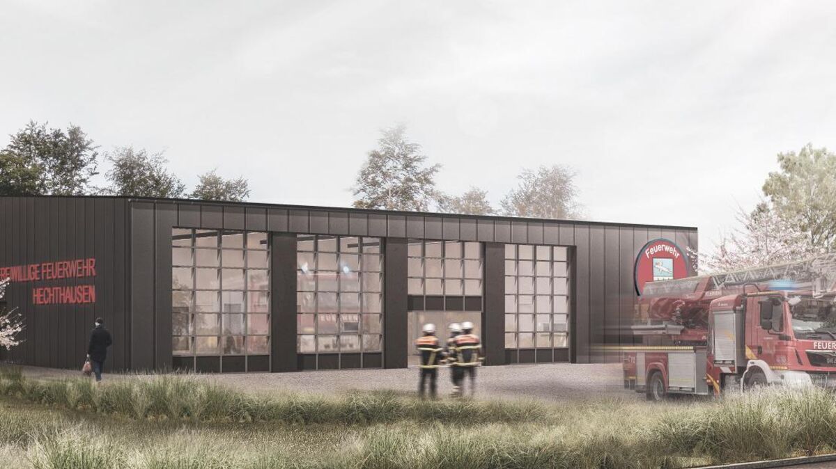 So soll es aussehen, das neue Feuerwehrgerätehaus der Hechthausener Feuerwehr. Rund 3,5 Millionen Euro lässt sich die Samtgemeinde Hemmoor den Neubau an der Löhberger Straße kosten. Grafik: Frenzel und Frenzel