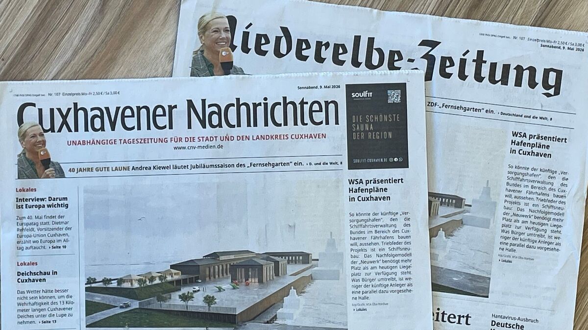 Die CN und NEZ von Sonnabend, 9. Mai 2026, sind wegen Problemen in der Druckerei später zugestellt worden. Foto: Lütt