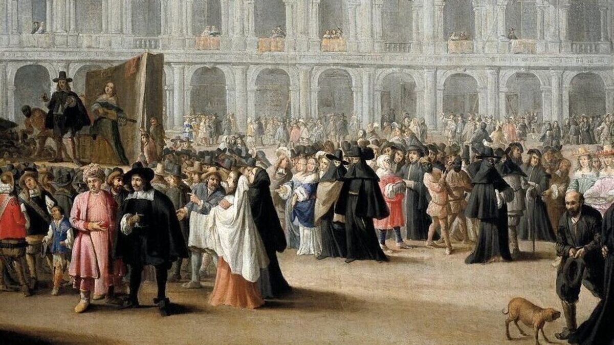 Der Karneval in Venedig, hier auf dem Markusplatz Ende des 18. Jahrhunderts, wurde von Welfenherzögen besucht und war nicht frei von Ausschweifungen.