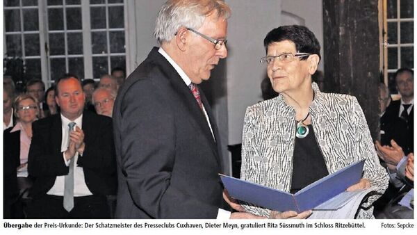 Verbindungen ins Cuxland: Trauer um Rita Süssmuth, Trägerin des Alte-Liebe-Preises  