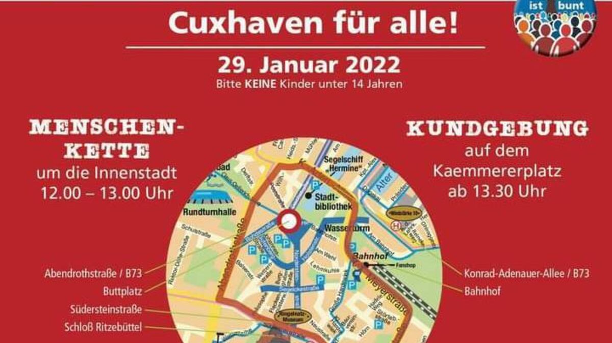 Das Cuxhavener Bündnis für Respekt und Menschenwürde ruft dazu auf, Ende Januar in Cuxhaven eine Menschenkette um die Innenstadt zu formen. Foto: Bündnis für Respekt und Menschenwürde