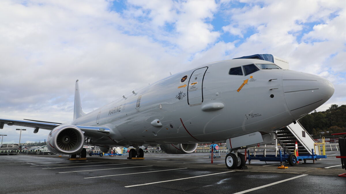 Die erste P-8A Poseidon steht bei der feierlichen Übergabe auf dem Flugfeld von Boeing in Seattle/USA. Foto: Benny Rudloff/Bundeswehr