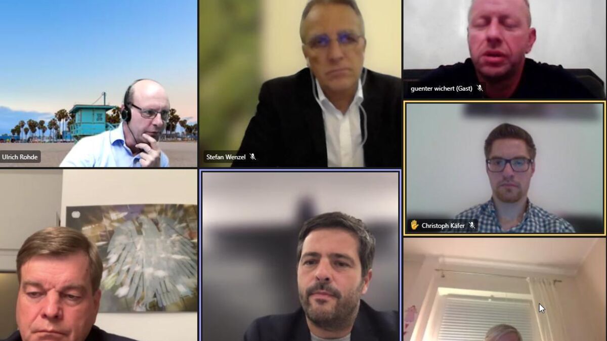 Bildqualität wie im echten Leben: Screenshot mit den Kandidaten, Moderatoren und dem hier gerade als Gast anwesenden Grünen-Politiker Bernd Jothe.