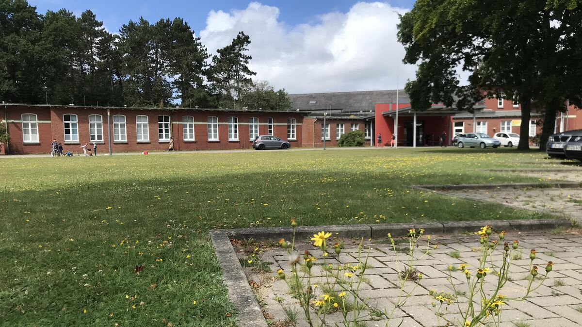 Der Eindruck beim Blick über die Grünflächen auf die historischen Gebäude wirkt idyllisch. Kinder spielen draußen. Die meisten lassen hier auch den Abend ausklingen. Zur Ruhe kommen - das ist nach wie vor das größte Bedürfnis der Neuankömmlinge. Über die Zustände in der Ukraine wollen sie wegen des Gefühls der Machtlosigkeit und der Verzweiflung nicht ununterbrochen sprechen. Fotos: Reese-Winne