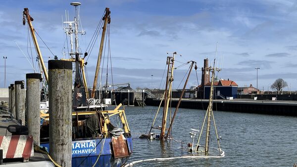 Nur noch Masten zu sehen: Kutter sinkt im Alten Fischereihafen in Cuxhaven
