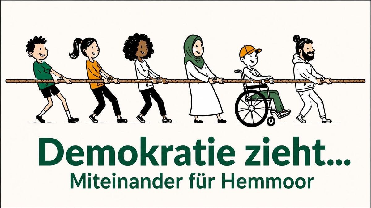 Die Mitmachaktion "Demokratie zieht ... Miteinander für Hemmoor" symbolisiert den Zusammenhalt und die Vielfalt der Gesellschaft.