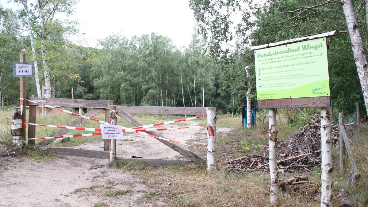 Zurzeit mit Flatterband abgesperrt: Die Gemeinde Wingst veranlasst jetzt eine Beprobung des Badegewässers für Hunde. Foto: Kramp