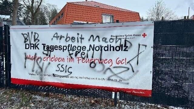 Right-wing extremist graffiti in Nordholz - | Swastikas and Nazi slogans ...